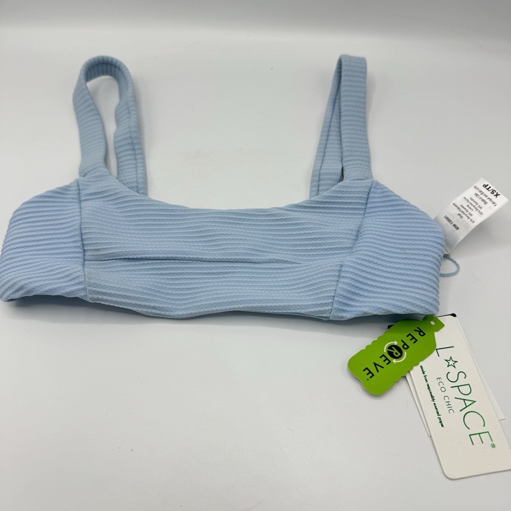 L*Space Jess Bikini Top Sky Blue Ribbed XS NWT OGJET20 Bralette Swim Top